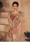 Fancy Fabric Brown and Salmon Designer Contemporary Saree For Ceremonial - 3
