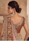 Fancy Fabric Brown and Salmon Designer Contemporary Saree For Ceremonial - 4