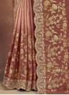 Fancy Fabric Brown and Salmon Designer Contemporary Saree For Ceremonial - 2