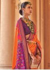 Orange and Purple Traditional Designer Saree For Festival - 1