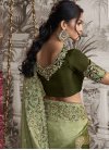 Jacquard Silk Mint Green and Olive Embroidered Work Traditional Designer Saree - 1