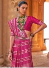 Off White and Rose Pink Patola Silk Designer Contemporary Style Saree - 1