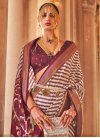 Beige and Maroon Patola Silk Designer Contemporary Style Saree - 1