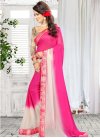 Off White and Rose Pink Faux Georgette Trendy Classic Saree - 1
