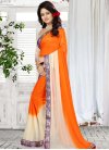 Lace Work Off White and Orange  Contemporary Style Saree - 1