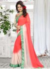 Off White and Tomato  Traditional Saree - 1