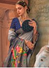 Grey and Navy Blue Woven Work Paithani Silk Trendy Classic Saree - 1