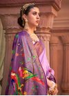 Purple and Violet Woven Work Designer Contemporary Style Saree - 1