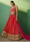 Embroidered Work Red and Rose Pink A - Line Lehenga - 1