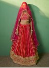 Embroidered Work Red and Rose Pink A - Line Lehenga - 2