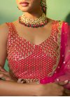 Embroidered Work Red and Rose Pink A - Line Lehenga - 3