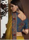 Embroidered Work Silk Georgette Gold and Navy Blue Classic Saree - 2