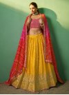 Embroidered Work Georgette Mustard and Rose Pink A Line Lehenga Choli - 1