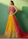 Embroidered Work Georgette Mustard and Rose Pink A Line Lehenga Choli - 3