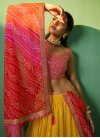Embroidered Work Georgette Mustard and Rose Pink A Line Lehenga Choli - 2