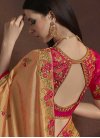 Embroidered Work Coral and Rose Pink Designer Contemporary Saree - 2