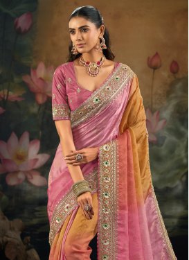 Fancy Fabric Trendy Saree with Beads Work in Multi Colour