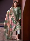 Embroidered Work Green and Off White Pant Style Straight Salwar Kameez - 2