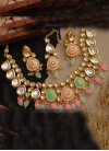 Unique Pink and Sea Green Brass Gold Rodium Polish Bridal Jewelry For Bridal - 1