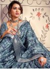 Grey and Navy Blue Tussar Silk Trendy Classic Saree For Ceremonial - 2