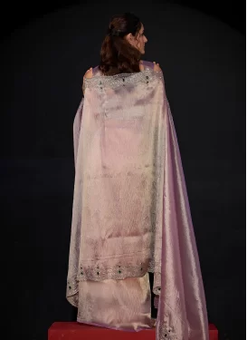 Kanjivaram Silk Traditional Saree in Lavender with Swarovski Work for Ceremonial