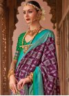 Patola Silk Purple and Turquoise Traditional Designer Saree For Festival - 1