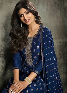 Jacquard Shilpa Shetty Pant Style Designer Salwar Suit