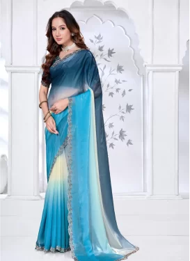Multi Colour Fendi Silk Traditional Saree with Swarovski Work for Ceremonial