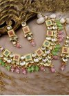 Flamboyant Brass Pink and Sea Green Kundan Work Bridal Jewelry - 1