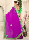 Fuchsia and Mint Green Lace Work Contemporary Saree - 2