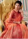 Linen Maroon and Peach Woven Work Trendy Classic Saree - 1