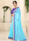 Blue and Light Blue Lace Work Classic Saree - 1
