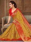 Gold and Red Woven Work Maslin Silk Contemporary Style Saree - 1