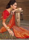 Woven Work Grey and Red Designer Traditional Saree - 1