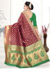 Banarasi Silk Green and Maroon Contemporary Saree - 2