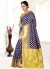 Navy Blue and Yellow Classic Saree For Festival - 1