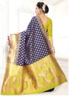 Navy Blue and Yellow Classic Saree For Festival - 2
