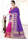 Navy Blue and Rose Pink Banarasi Silk Half N Half Trendy Saree - 1
