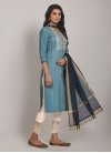 Reyon Light Blue and Off White Embroidered Work Readymade Designer Suit - 3