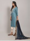 Reyon Light Blue and Off White Embroidered Work Readymade Designer Suit - 1
