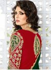 Whimsical Silk Green and Red Designer Patiala Salwar Kameez - 1