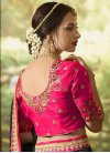 Bottle Green and Rose Pink Embroidered Work Trendy Saree - 2