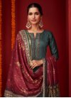 Embroidered Work Palazzo Straight Salwar Kameez For Ceremonial - 3
