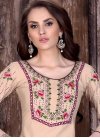 Girlish Cotton Beige and Magenta Embroidered Work Designer Patiala Salwar Suit - 1