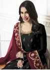 Satin Black and Crimson Palazzo Style Pakistani Salwar Suit - 1