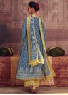 Light Blue and Mustard Embroidered Work Palazzo Designer Salwar Suit - 1