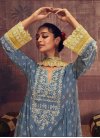 Light Blue and Mustard Embroidered Work Palazzo Designer Salwar Suit - 2