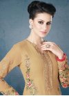 Dilettante Embroidered Work Faux Georgette Beige and Pink Pant Style Classic Suit - 1