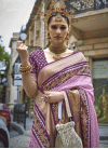 Pink and Purple Silk Blend Traditional Designer Saree - 1