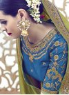 Beauteous  Blue and Olive Silk Designer Contemporary Style Saree - 1